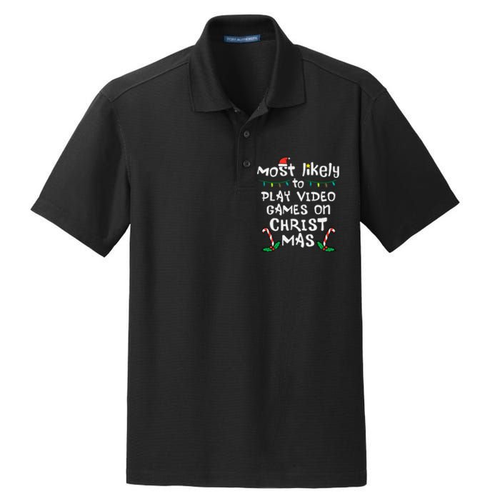 Most Likely Play Video Game Christmas Xmas Family Gamer Dry Zone Grid Polo