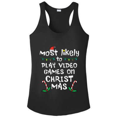 Most Likely Play Video Game Christmas Xmas Family Gamer Ladies PosiCharge Competitor Racerback Tank