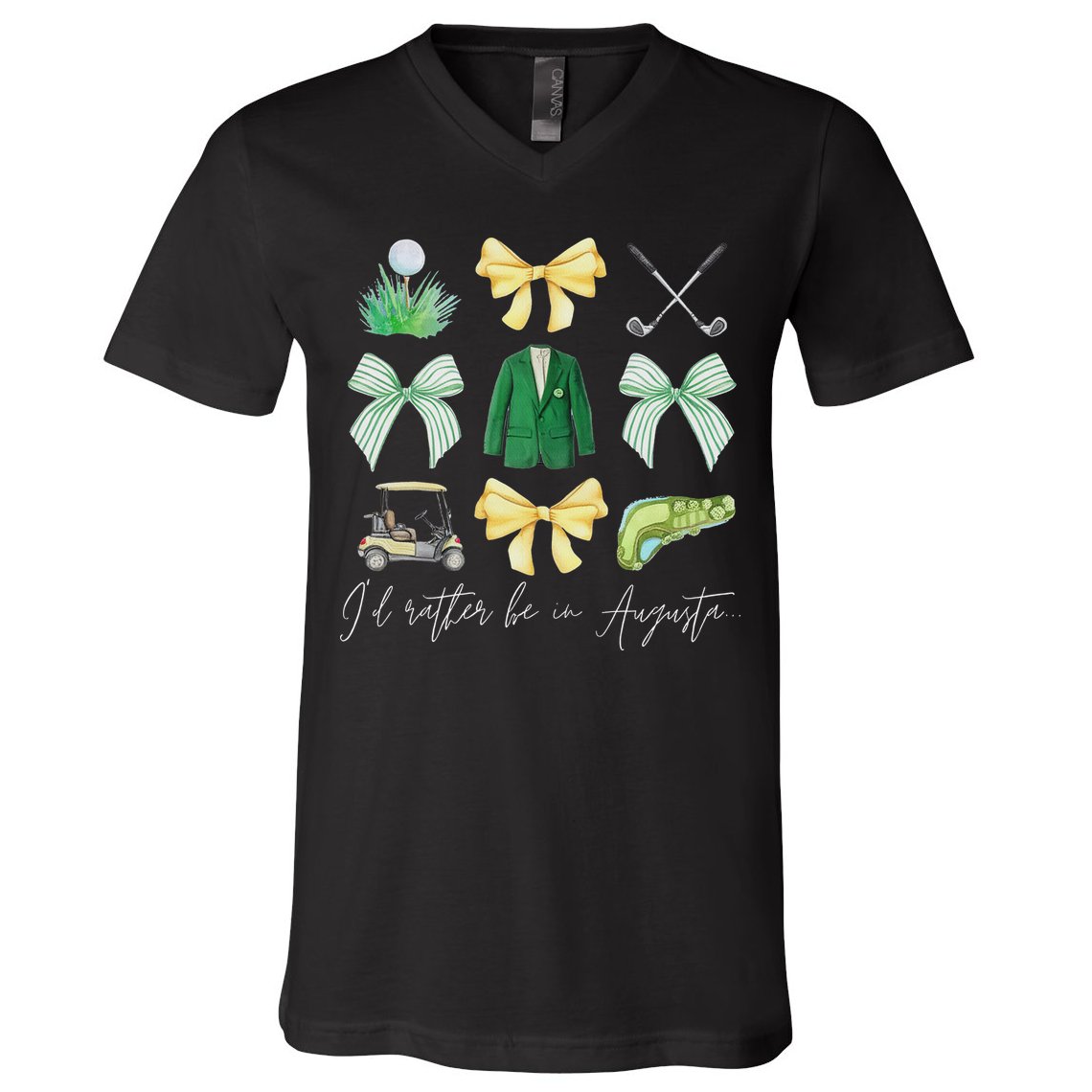 Master Let's Par Golf Tournament Coquette Bow Women V-Neck T-Shirt