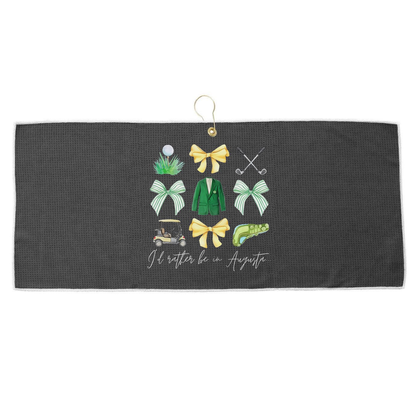 Master Let's Par Golf Tournament Coquette Bow Women Large Microfiber Waffle Golf Towel