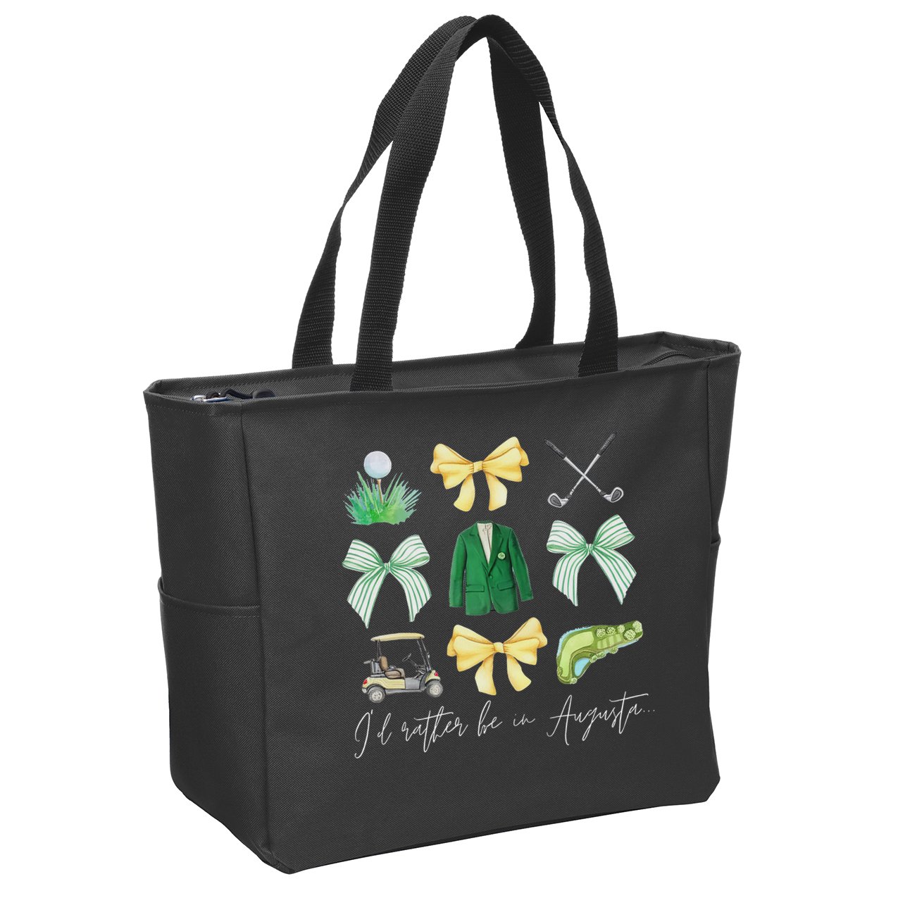 Master Let's Par Golf Tournament Coquette Bow Women Zip Tote Bag