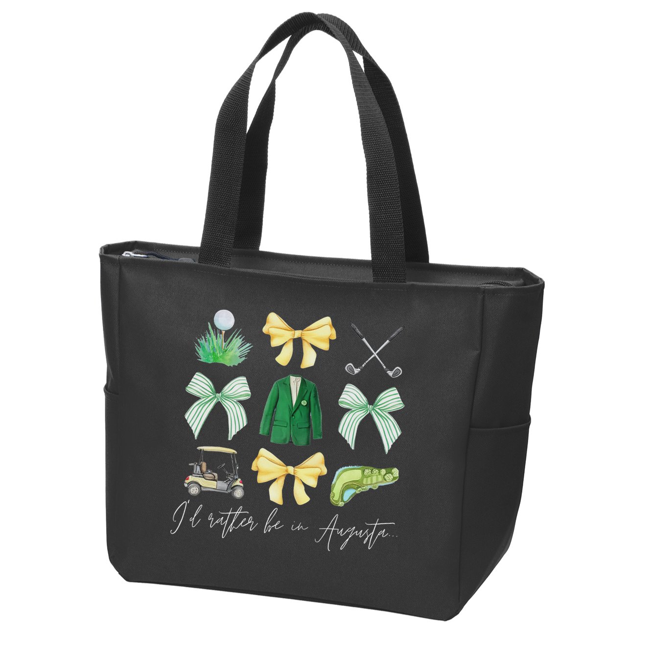 Master Let's Par Golf Tournament Coquette Bow Women Zip Tote Bag