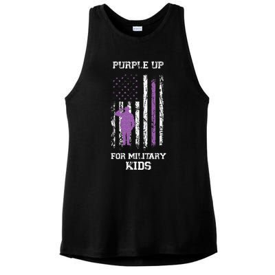 Military lovers Purple Up For Military Month Ladies PosiCharge Tri-Blend Wicking Tank