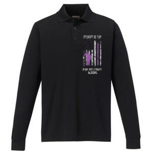 Military lovers Purple Up For Military Month Performance Long Sleeve Polo