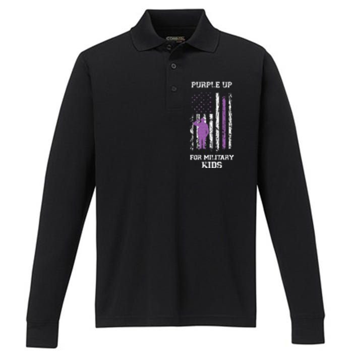 Military lovers Purple Up For Military Month Performance Long Sleeve Polo