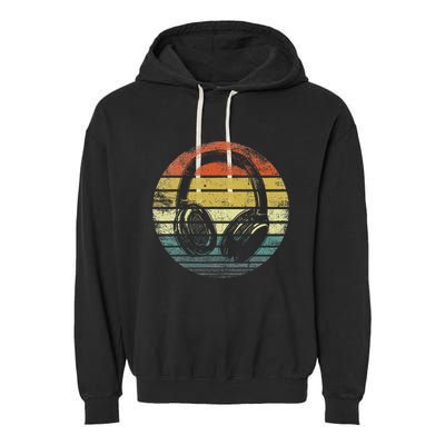 Music Lover Producer Dj Gifts Funny Retro Headphones Garment-Dyed Fleece Hoodie