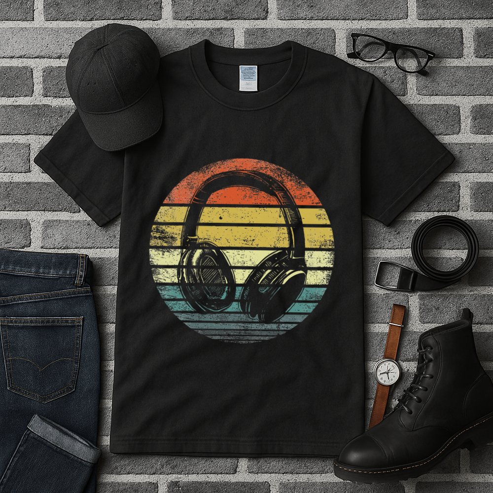 Music Lover Producer Dj Gifts Funny Retro Headphones Tall T-Shirt