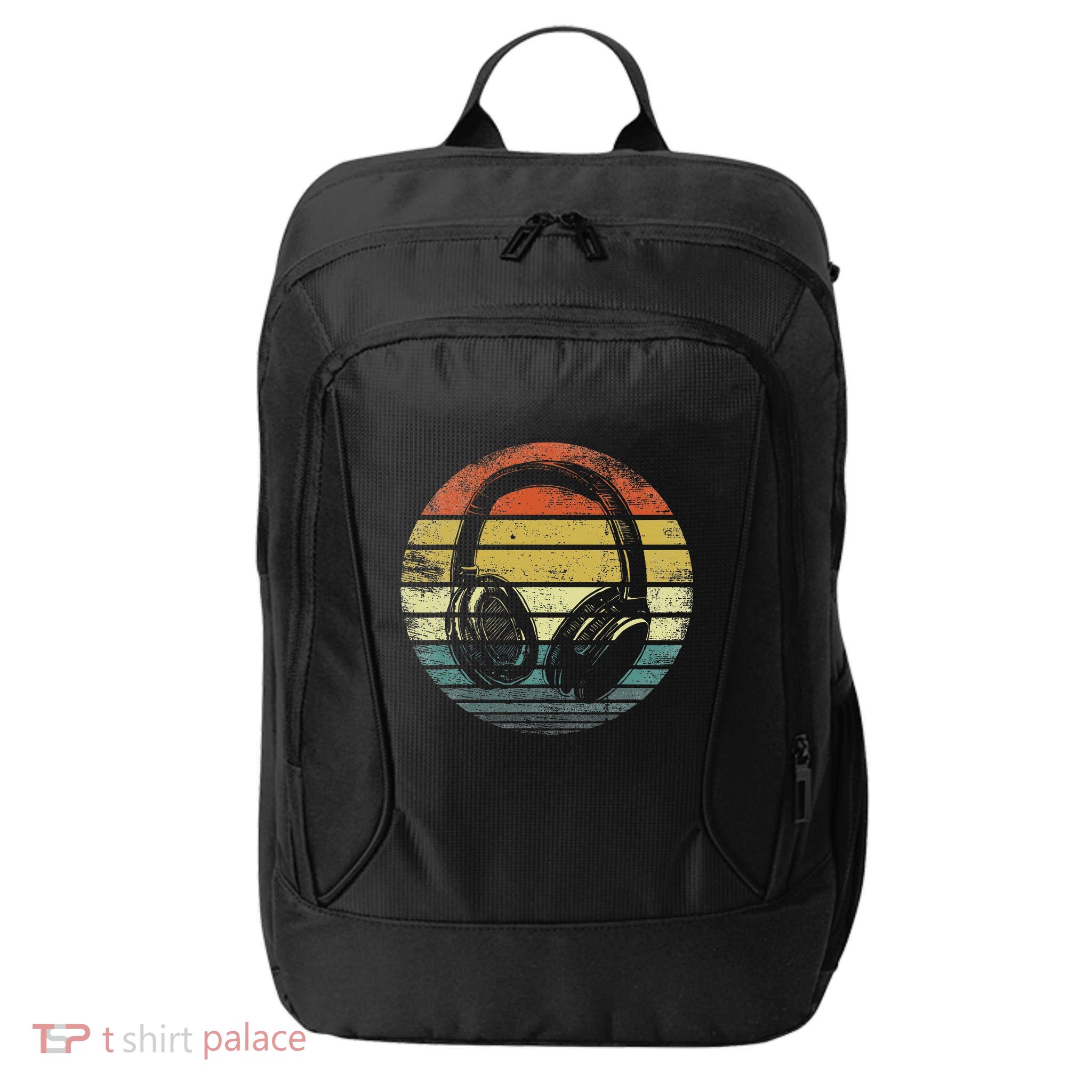 Music Lover Producer Dj Gifts Funny Retro Headphones City Backpack