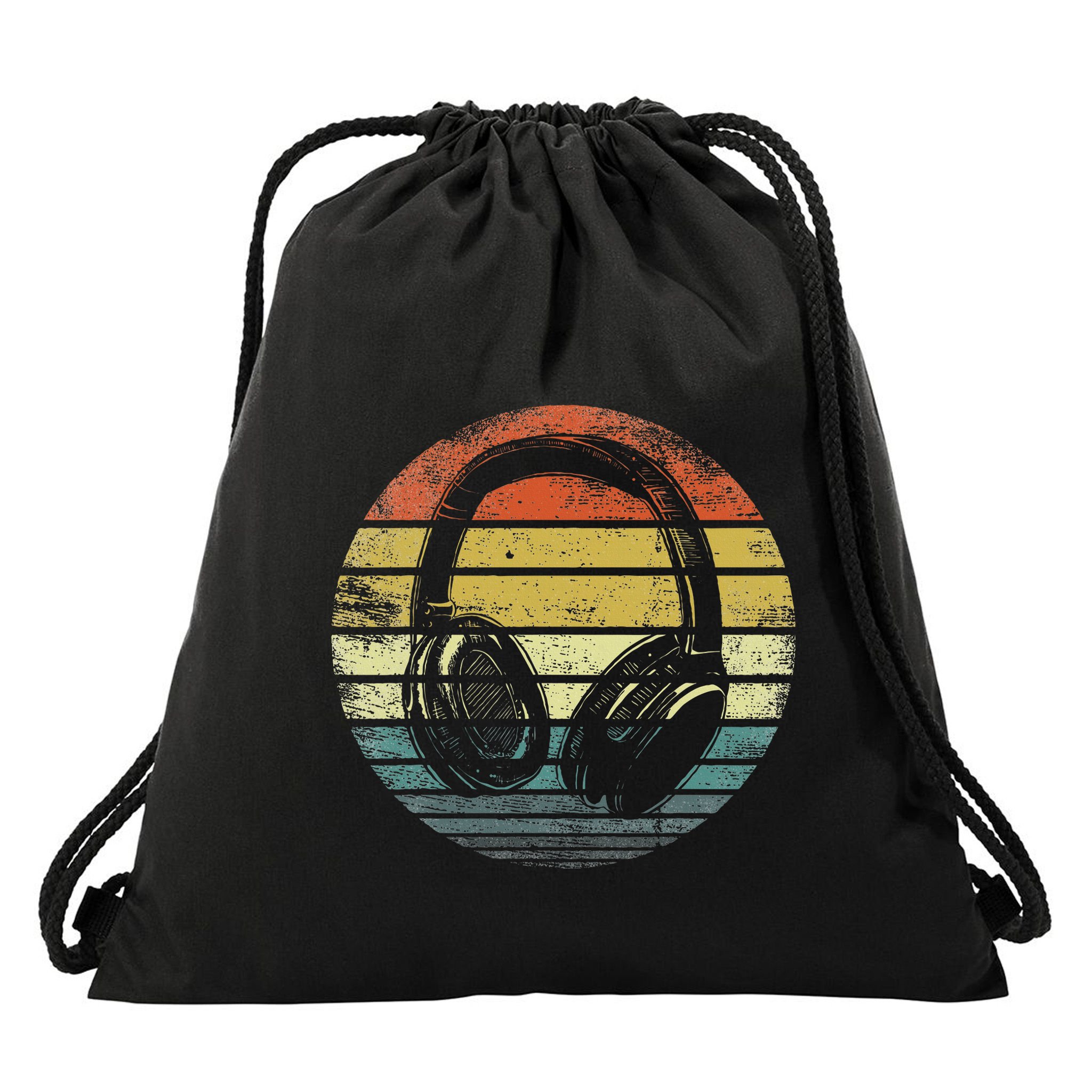 Music Lover Producer Dj Gifts Funny Retro Headphones Drawstring Bag