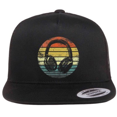 Music Lover Producer Dj Gifts Funny Retro Headphones Flatbill Hat