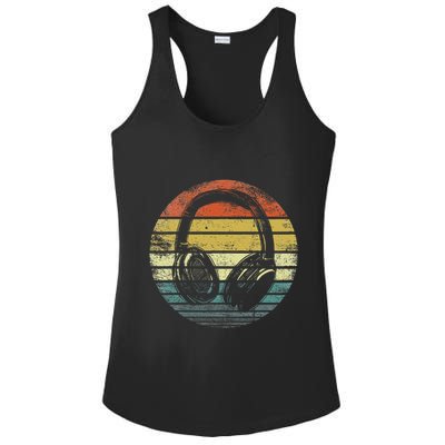 Music Lover Producer Dj Gifts Funny Retro Headphones Ladies PosiCharge Competitor Racerback Tank