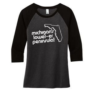 Michigans Lowerer Peninsula Apparel Women's Tri-Blend 3/4-Sleeve Raglan Shirt