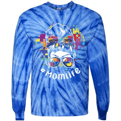 Mommy Life Proud Mama Mom Puzzle April Blue Autism Awareness Great Gift Tie-Dye Long Sleeve Shirt