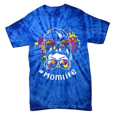 Mommy Life Proud Mama Mom Puzzle April Blue Autism Awareness Great Gift Tie-Dye T-Shirt