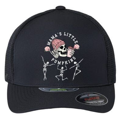 MamaS Little Pumpkins Skeleton Halloween Fall Thanksgiving Flexfit Unipanel Trucker Cap