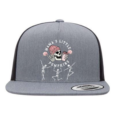 MamaS Little Pumpkins Skeleton Halloween Fall Thanksgiving Flat Bill Trucker Hat