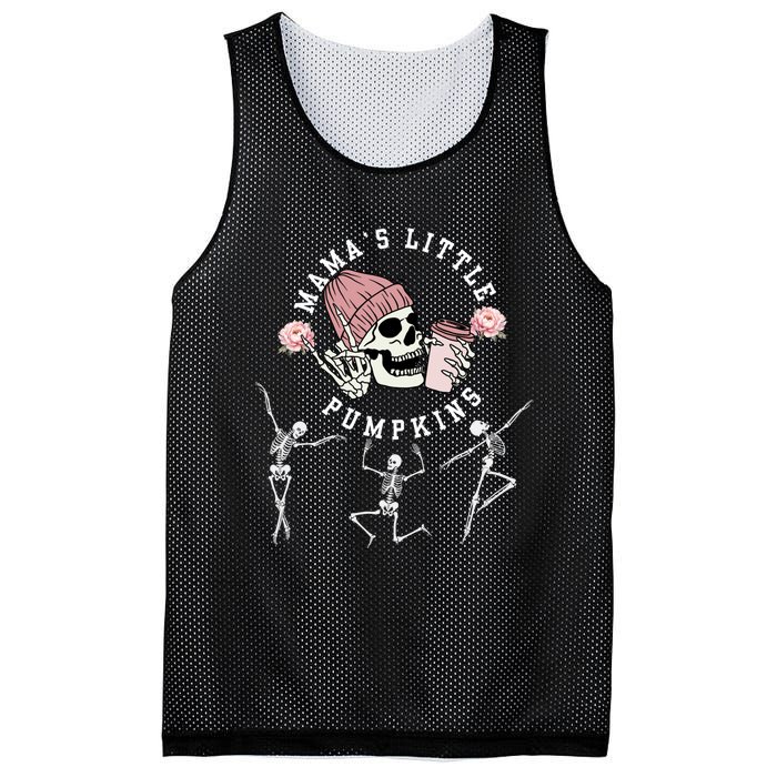 MamaS Little Pumpkins Skeleton Halloween Fall Thanksgiving Mesh Reversible Basketball Jersey Tank