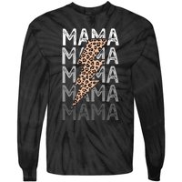 Mama Leopard Print New Mom Baby Shower Tie-Dye Long Sleeve Shirt