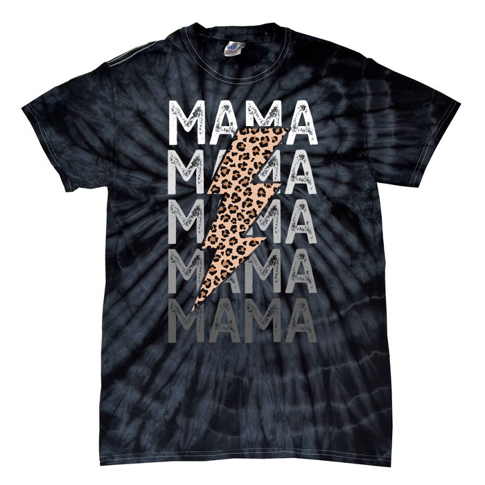 Mama Leopard Print New Mom Baby Shower Tie-Dye T-Shirt