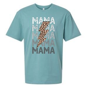 Mama Leopard Print New Mom Baby Shower Sueded Cloud Jersey T-Shirt