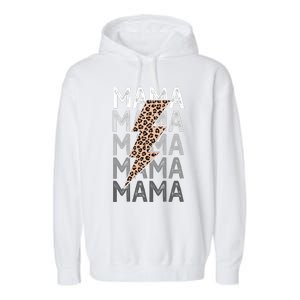 Mama Leopard Print New Mom Baby Shower Garment-Dyed Fleece Hoodie