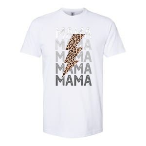 Mama Leopard Print New Mom Baby Shower Softstyle CVC T-Shirt