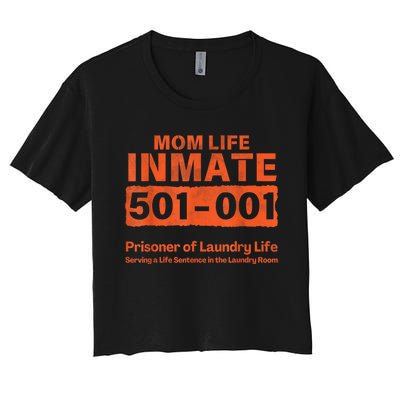 Mom Life Prisoner Inmate Funny Jail Halloween Costume Women's Crop Top Tee