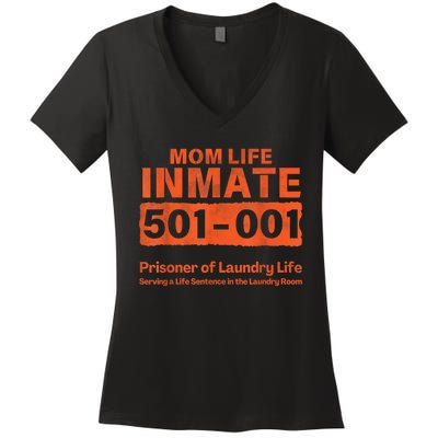 Mom Life Prisoner Inmate Funny Jail Halloween Costume Women's V-Neck T-Shirt