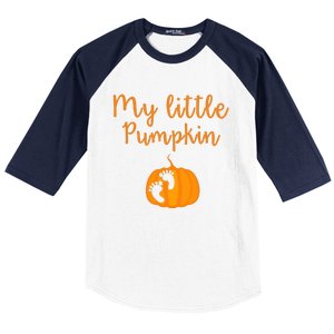 My Little Pumpkin Pregnancy Bump Baby Shower Halloween Tee Baseball Sleeve Shirt