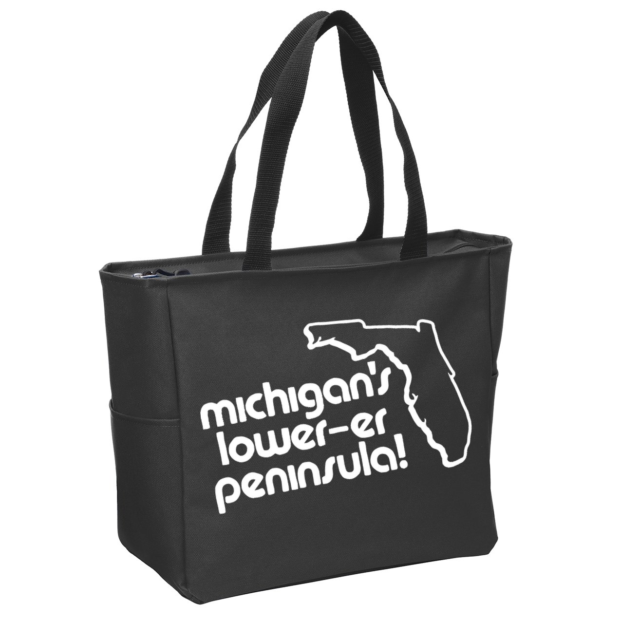 Michigans LowerEr Peninsula Apparel Zip Tote Bag