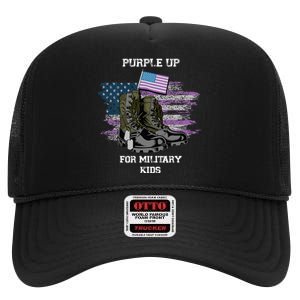 Military lovers Purple Up For Military Month High Crown Mesh Back Trucker Hat