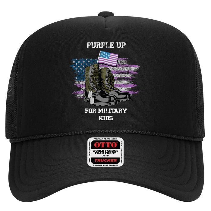 Military lovers Purple Up For Military Month High Crown Mesh Back Trucker Hat