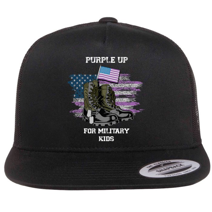 Military lovers Purple Up For Military Month Flat Bill Trucker Hat