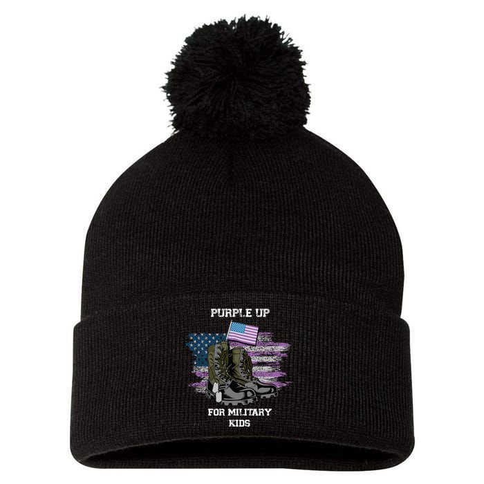 Military lovers Purple Up For Military Month Pom Pom 12in Knit Beanie