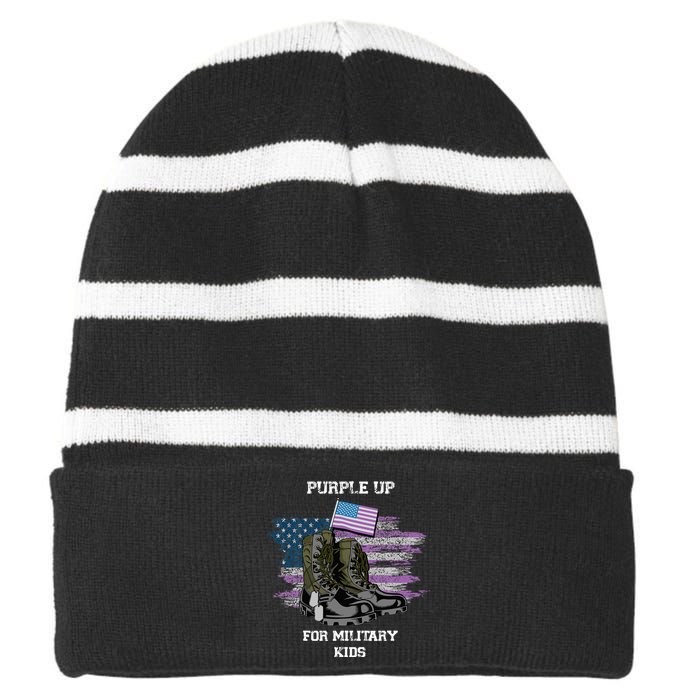 Military lovers Purple Up For Military Month Striped Beanie with Solid Band