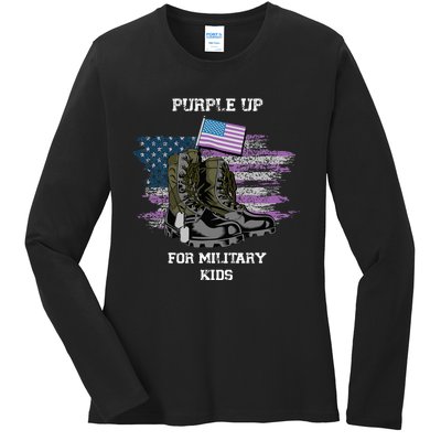 Military lovers Purple Up For Military Month Ladies Long Sleeve Shirt