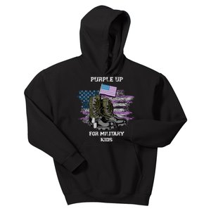 Military lovers Purple Up For Military Month Kids Hoodie