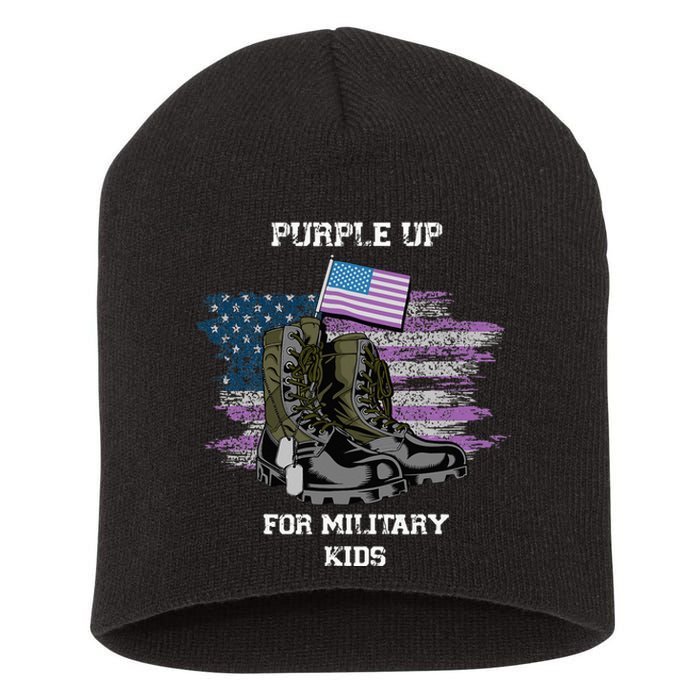 Military lovers Purple Up For Military Month Short Acrylic Beanie