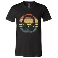 Music Lover Producer DJ Gifts Funny Retro Headphones V-Neck T-Shirt