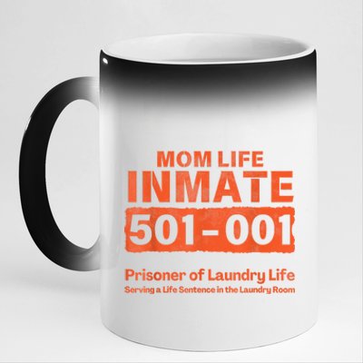 Mom Life Prisoner Inmate Funny Jail Halloween Costume 11oz Black Color Changing Mug