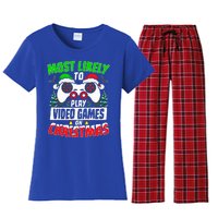 Most Likely Play Video Games On Christmas Xmas Family  Women's Flannel Pajama Set