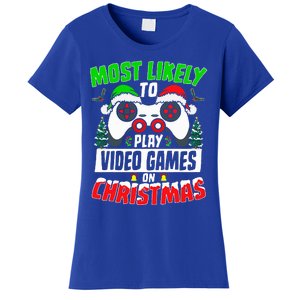 Most Likely Play Video Games On Christmas Xmas Family  Women's T-Shirt