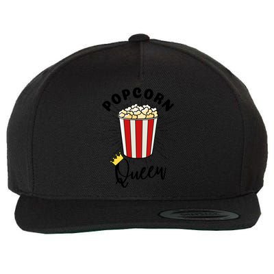 Movie Lover Popcorn Queen Funny Gift Wool Snapback Cap