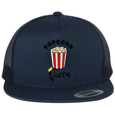 Movie Lover Popcorn Queen Funny Gift Flat Bill Trucker Hat