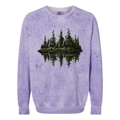 Mountain Landscape Reflection Forest Trees Outdoor Wildlife Gift Colorblast Crewneck Sweatshirt