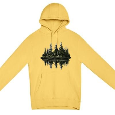 Mountain Landscape Reflection Forest Trees Outdoor Wildlife Gift Premium Pullover Hoodie