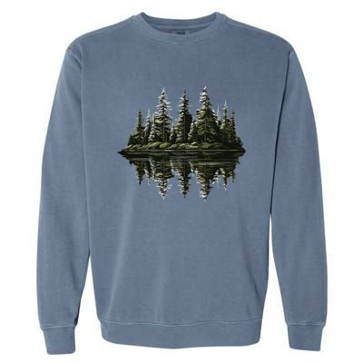 Mountain Landscape Reflection Forest Trees Outdoor Wildlife Gift Garment-Dyed Sweatshirt