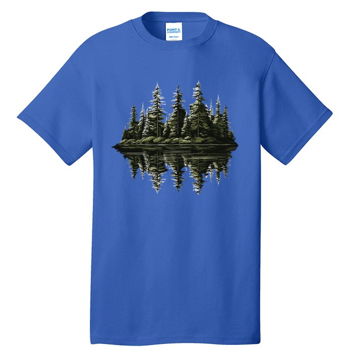 Mountain Landscape Reflection Forest Trees Outdoor Wildlife Gift Tall T-Shirt