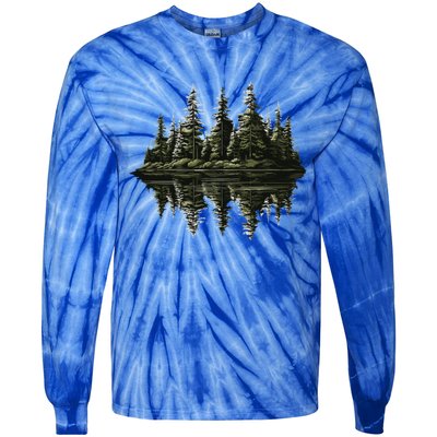 Mountain Landscape Reflection Forest Trees Outdoor Wildlife Gift Tie-Dye Long Sleeve Shirt