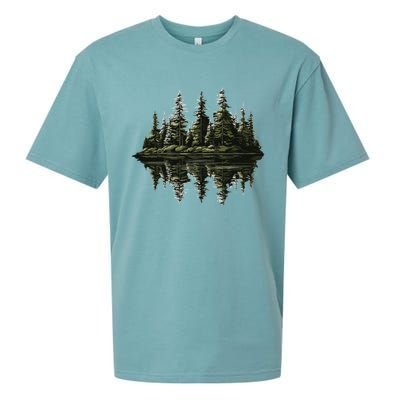 Mountain Landscape Reflection Forest Trees Outdoor Wildlife Gift Sueded Cloud Jersey T-Shirt